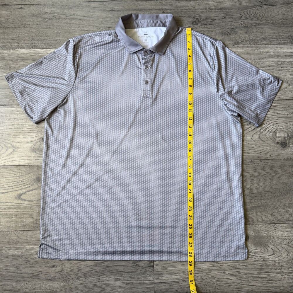 Grayson & Dunn Men's Gray and White Geometric Performance Golf Polo - Size XL - Picture 5 of 7